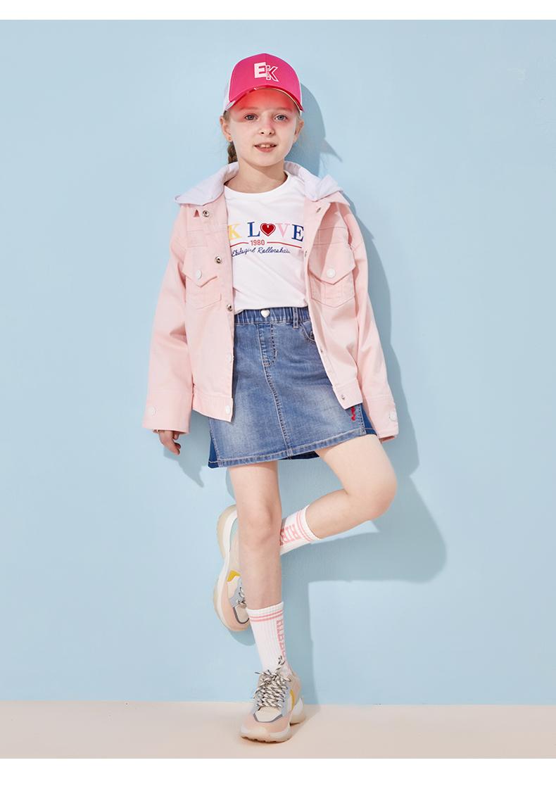 【网上平和堂】elandkids衣恋童装2020年夏季新品女童休闲水洗牛仔