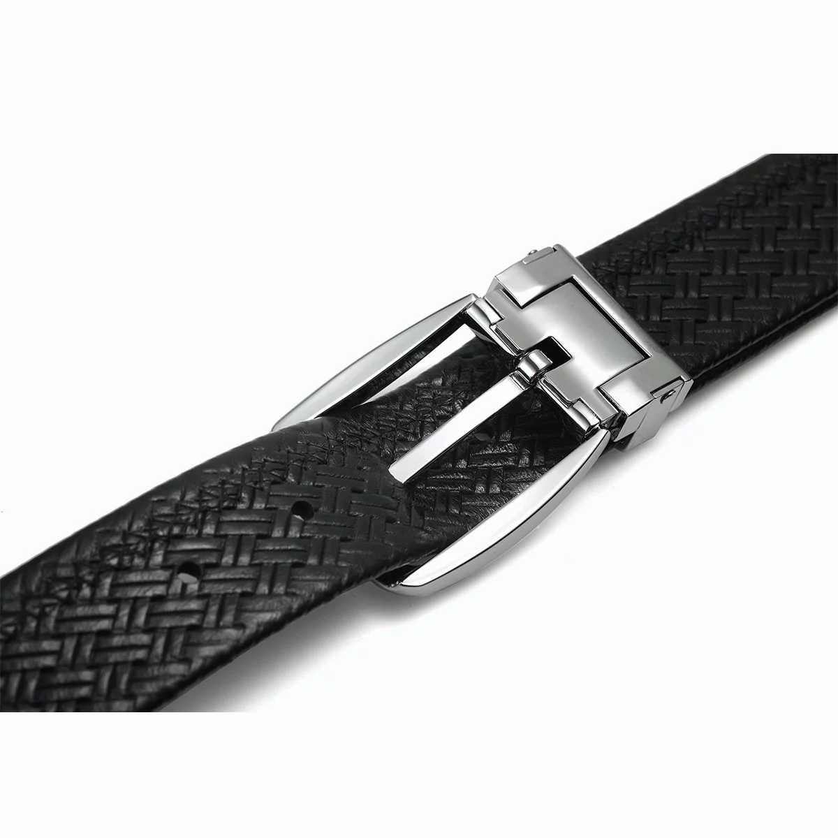 网上平和堂hr赫莲娜新款针扣编织纹头层牛皮男士皮带