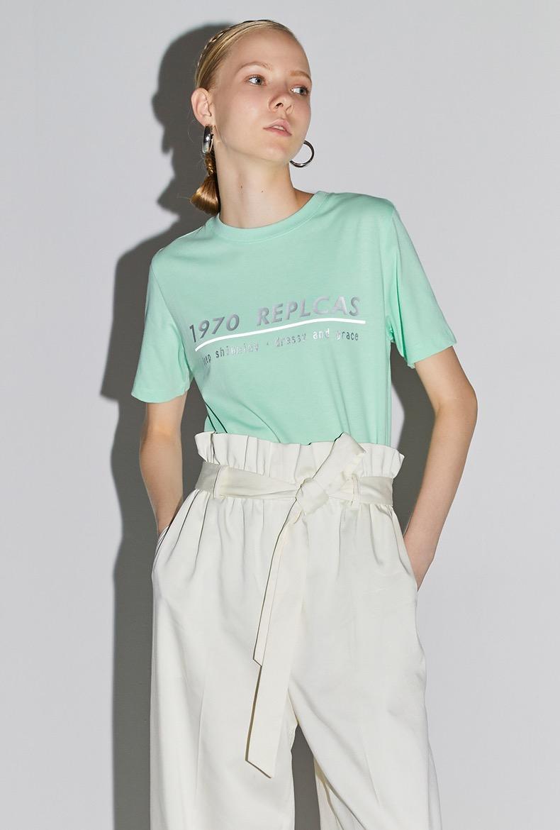 【网上平和堂】ochirly 欧时力2020新款夏装圆领排扣灯笼袖连衣裙女1