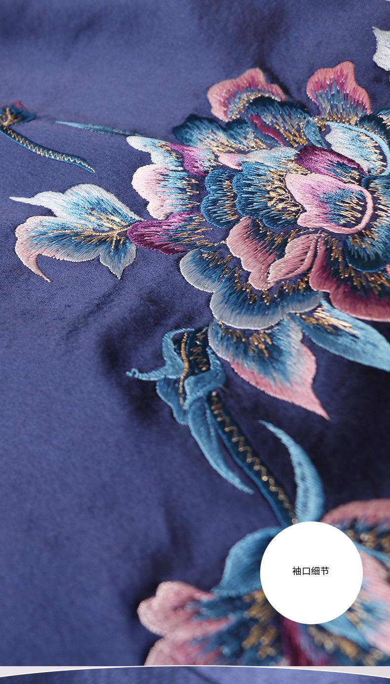 网上平和堂凤禧缎面绣花改良旗袍