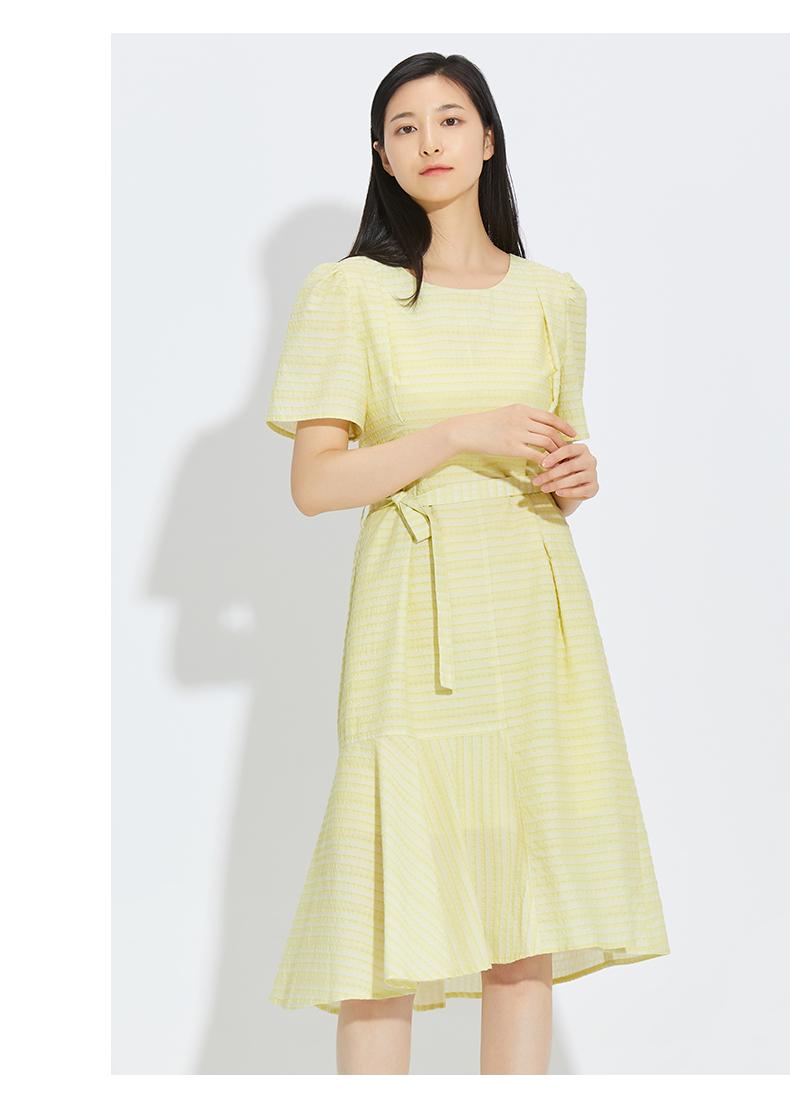 网上平和堂mindbridge百家好连衣裙中长款夏2020新款中长款格纹裙muop